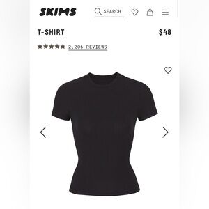 Skims Cotton Jersey T-Shirt in Soot (Size S).